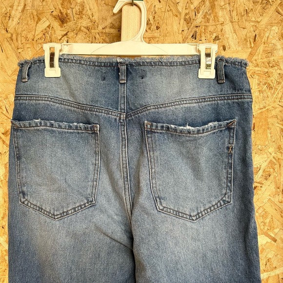 Express Women’s Jeans Size 6 Straight Ankle High Rise Distressed Denim Blue - Picture 7 of 15